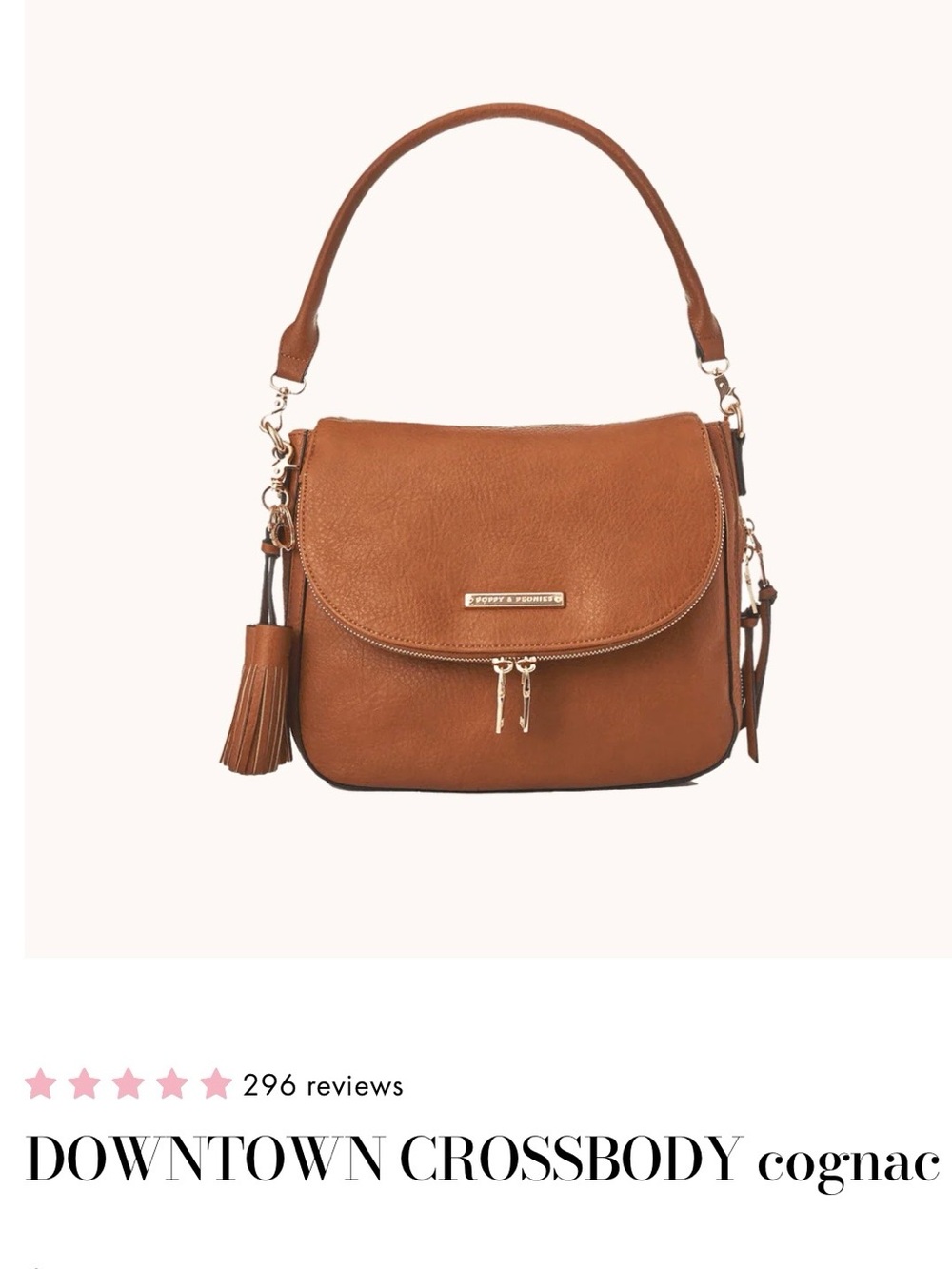 Downtown Crossbody Cognac Leather-Effect Shoulder Bag